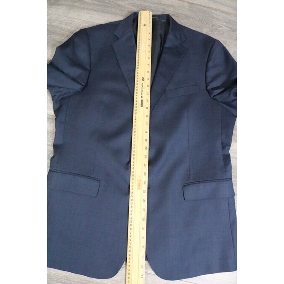 54L Hart Schaffner Marx Navy Wool 2-Piece Suit Trousers Jacket Pants 37 - Picture 8 of 15